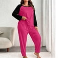 thumbnail image 2 of Njagoc3 Women's Color Block Lounge Set Raglan Sleeve Crew Neck Top and Long Pants 2 Piece Casual Sleepwear, 2 of 6