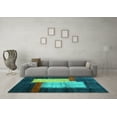thumbnail image 3 of Ahgly Company Indoor Round Abstract Turquoise Blue Contemporary Area Rugs, 6' Round, 3 of 4