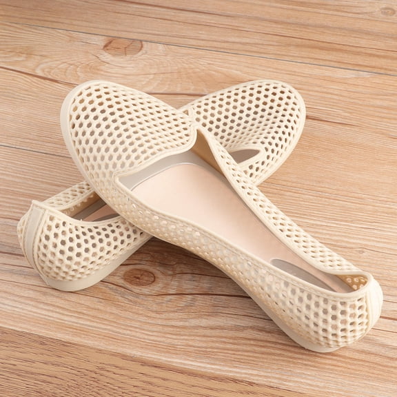 Worgeous Beach Shoes Breathable Cool Durable Simple Hollow Plastic Shallow Flat Leisure Shoes for Outdoor (Apricot, 40 Yard)