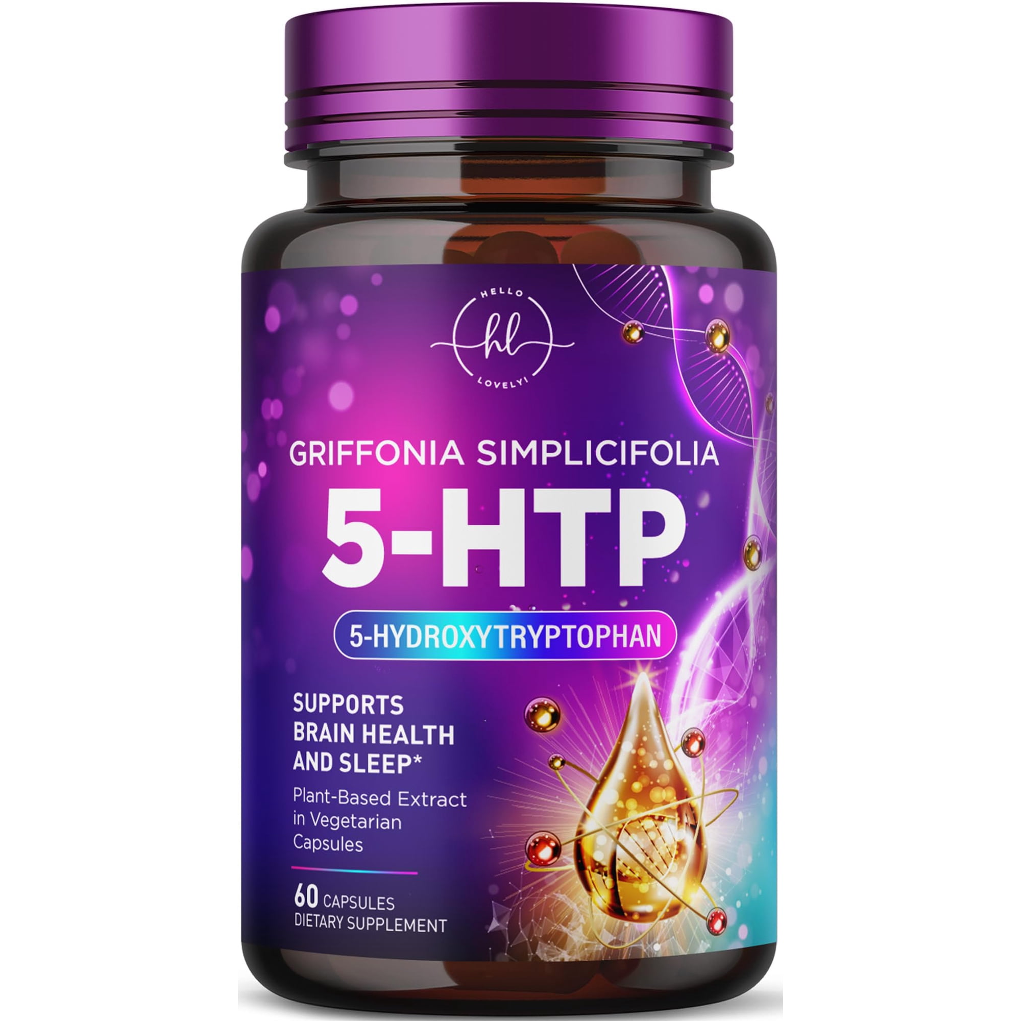 5-HTP Supplement - 200mg per Serving - Extra Strength 5HTP from Griffonia Simplicifolia - Supports Restful Sleep, Natural Calm & Brain Health - 5 Hydroxytryptophan - Bottled in USA - 60 Capsules