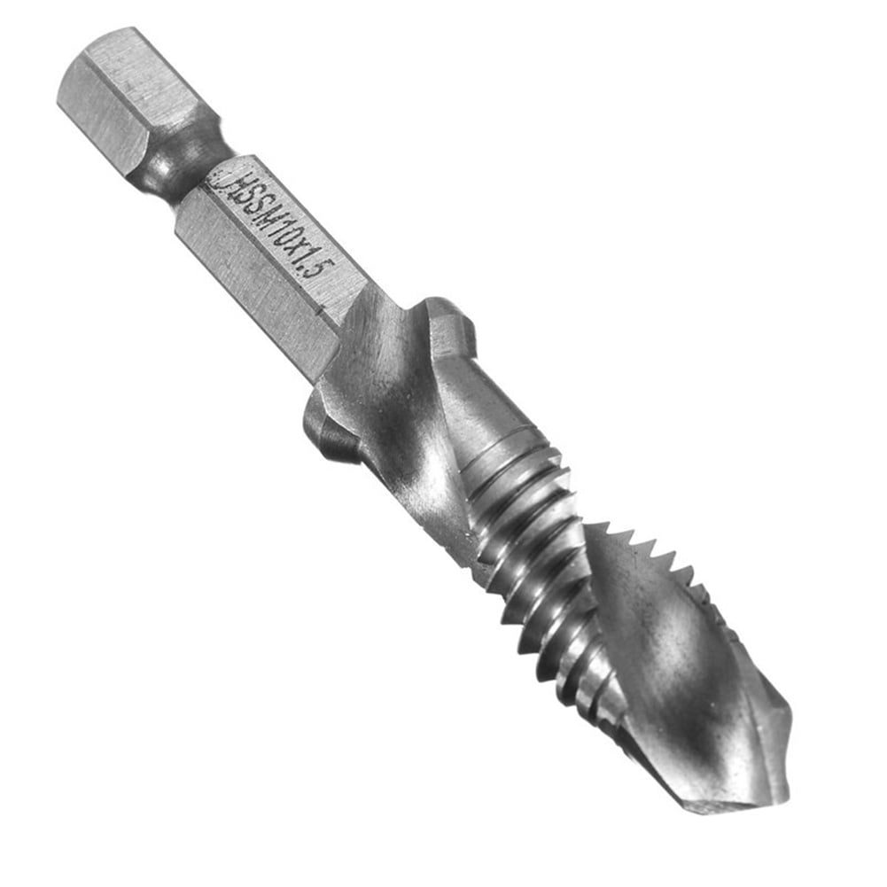 P12cheng Step Drill Bits,M10 1/4inch Hex Shank HSS Metric Right Hand Screw Thread Tap Taper Drill Bit