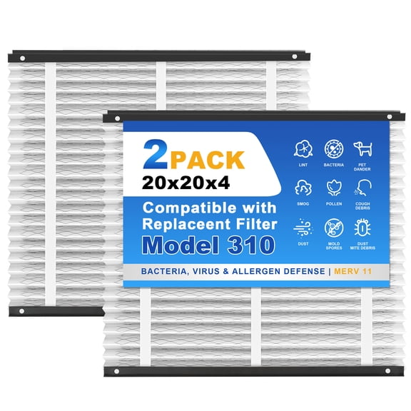 SNAPZY 310 Replacement Filter Compatible with AprilAire Air Purifier Models 1310 2310 3310 4300, Merv 11 Whole House Furnace Filters Size 20x20x4, 2-Pack
