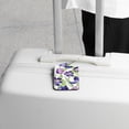 thumbnail image 5 of Square 2Pack PU Leather Pink Purple Flowers Cruise Luggage Tag with Privacy Cover and Stainless Steel Ring - Suitable for Travel Handbags Backpacks Luggage Tags, 5 of 6