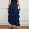 thumbnail image 2 of POIUYTR Women Summer Flounce Skirts Casual High Waist Tiered A-Line Long Skirts Trendy Solid Color Skirt, 2 of 6