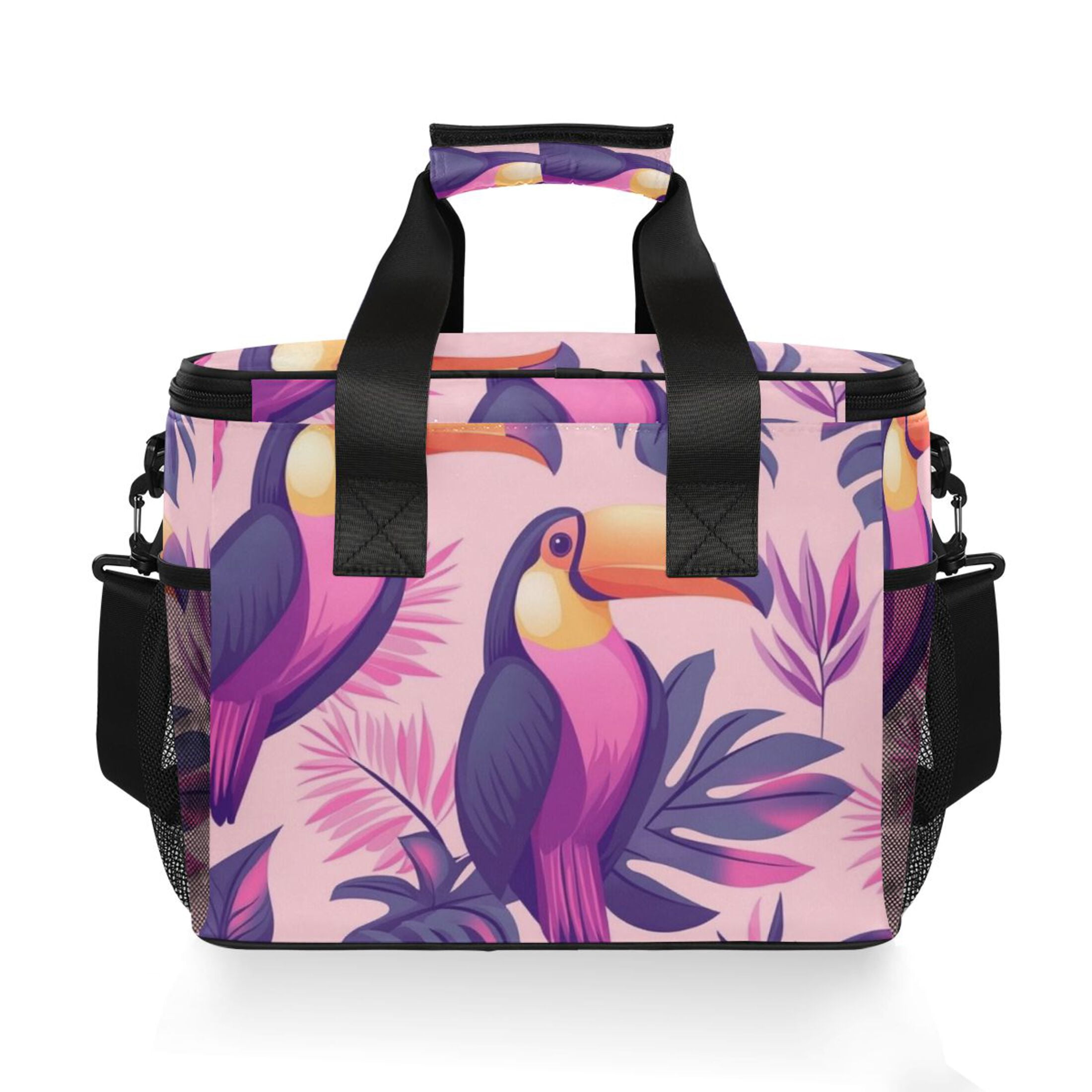 Purple Toucans Insulated Lunch Bag 15L Cooler Box for Women Men Work Camping Beach Travel