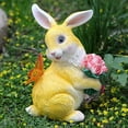 thumbnail image 4 of YingYouFu Easter Solar Light Statue Resin Rabbit and Butterfly Figurine for Outdoor Garden Yard Decoration Yellow, 4 of 8