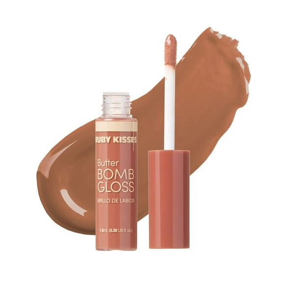 Ruby Kisses Lip Gloss Butter Bomb Gloss Non-Sticky Lip Gloss Vitamin E Natural Nude Lip Makeup - 7.8Ml (0.26 Us Fl.Oz) (Naked)