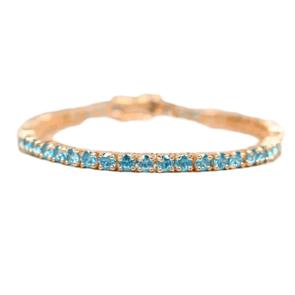 2Ct Round Lab-Created Blue Topaz Tennis Bracelet 14K Yellow Gold Plated 7.5In