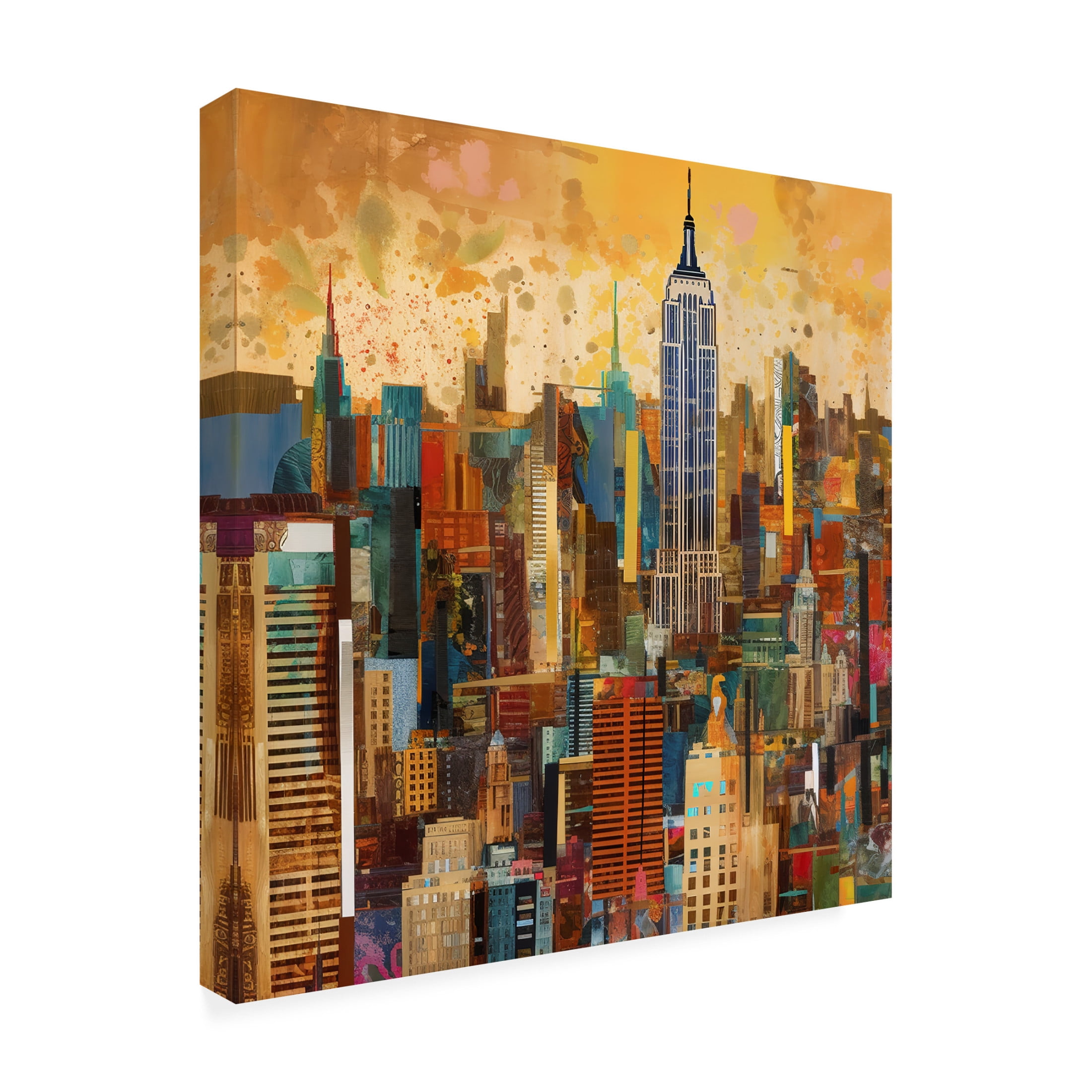 Canvas Wall Art - Ray Heere 'Pop Art New York Gold 4' Wall Art for Living Room, Bedroom, or Office Décor by Trademark Fine Art - 24 x 24 Inches