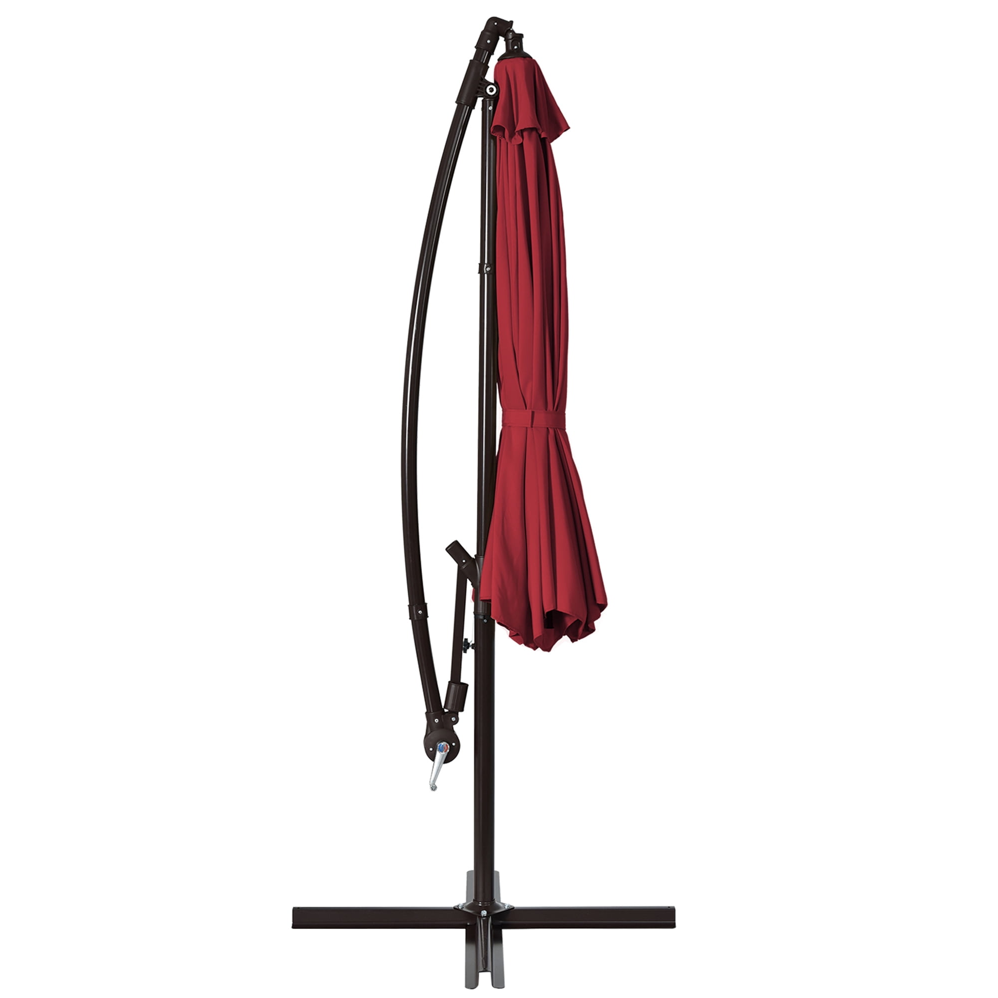 Gymax 10 ft Patio Cantilever Offset Umbrella Yard Garden Outdoor w/ 8 Ribs Burgundy
