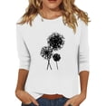 thumbnail image 2 of TSADFHJI Hauts d'Entraînement pour Femmes T-Shirt Décontracté Imprimé Mode Col Rond Manches Trois-Quarts Blouse m Blanc, 2 of 5