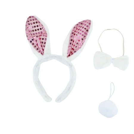 Lux Accessories Adult Easter Bunny Animal Halloween Costume Accessory Set 3pc
