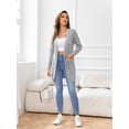 thumbnail image 4 of CALIPESSA Drop Shoulder Cable Knit Pocket Patched Casual Long Sleeve Grey Cardigan For Womens, 4 of 5