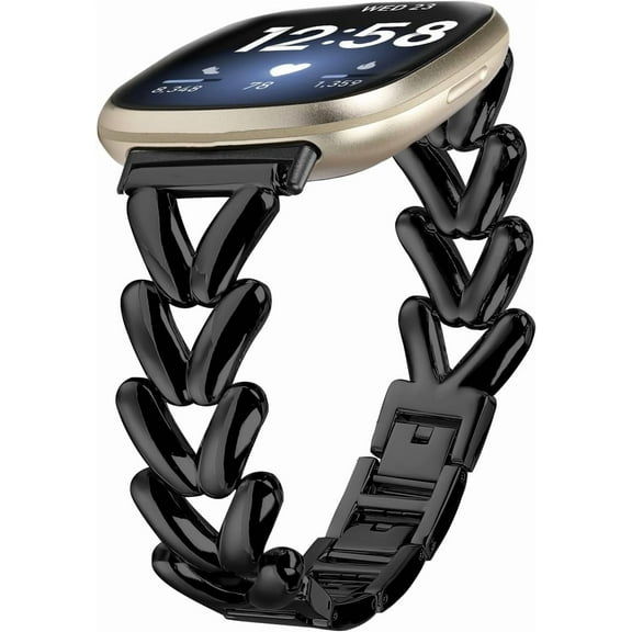 REQO Metal Bands Compatible with Fitbit Versa 4&Sense 2, Adjustable Breathable Casual Sport bands for Fitbit Versa 3&Sense Bands Women Men