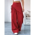 thumbnail image 4 of Women Wide Leg Baggy Flowy High Waisted Pants Loose Fit Casual Cozy Cute Y2k Trousers Red S, 4 of 7