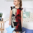 thumbnail image 4 of Fotbe Red And White Screaming Demon Skull Vestido de Dormir para Niñas de 3 a 10 Años, Mangas Cortas, Estilo Princesa, Pijama Camisón con Mangas Voladas-Small, 4 of 6