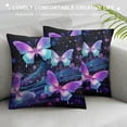 thumbnail image 3 of Shangniulu Beautiful Butterfly Throw Pillow Case Covers, Black and Purple Butterfly Decor Gifts Square Pillowcase, Decorative Pillow Cushion Covers for Couch, Bedroom, Home, Bed, Sofa, Car Seat, 3 of 5