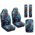 thumbnail image 7 of Xoenoiee Owl Branch Print 5 Pack Car Seat Cover Full Set with Leather Armrest Cover Pad Seat Belt Covers, Universal Soft Auto Interior Accessories Protector for Women Men, 7 of 7