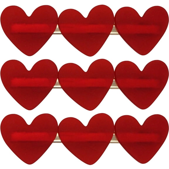 COMPUKAS Heart Hair Barrettes 3Pcs Red Plastic Alloy Styling Accessories for Women and Girls Daily Use Outings