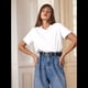 thumbnail image 4 of Camisetas de Corta Extragrandes para Mujer, Cuello Redondo, Holgadas, para Hacer Ejercicio, Informales, de Verano, de Algodón, Blancas, Talla M, 4 of 9