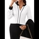 thumbnail image 2 of Blusas Elegantes de Larga para Mujer, con Cuello en V y Bloques de Color, para Negocios y Trabajo, Ropa de Moda para Otoño. XL, 2 of 10