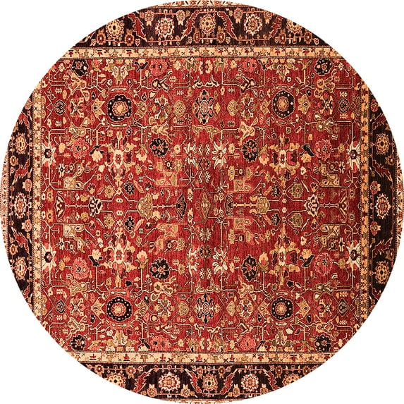 Ahgly Company Indoor Round Oriental Orange Industrial Area Rugs, 3' Round