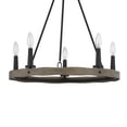 thumbnail image 4 of Stomy 23 Inch Chandelier, Brown Wood Wheel Design, Black Metal Chain, 4 of 7