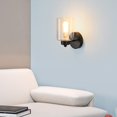 thumbnail image 3 of KENMI, l&aacute;mpara de pared negra de 1 luz para ba&ntilde;o, color negro mate, estilo cl&aacute;sico con visualizaci&oacute;n de vidrio transparente, apliques de iluminaci&oacut, 3 of 8