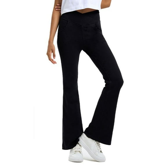 SWSMCLT Women's Yoga Jeans High Waisted Bootcut Denim Pant Pants Denim Elastic Waist Hiking Workout Stretch Black Small