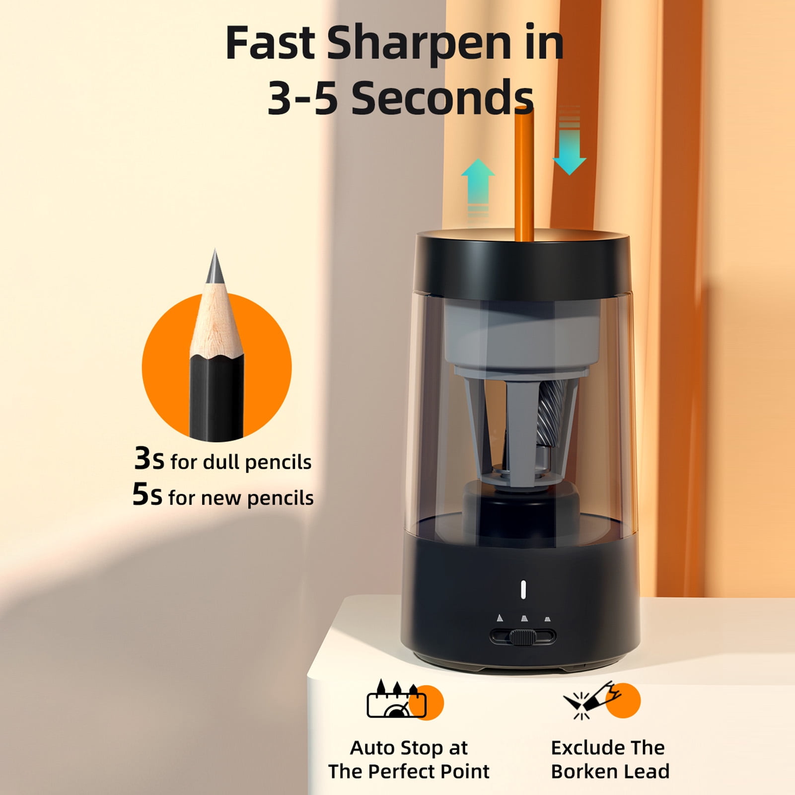pencil sharpener,Portable Battery Powered 6-8mm Pencil Round Pencil Pencil Round Pencils Round Office Battery Powered Pencil Battery Powered Pencils Office