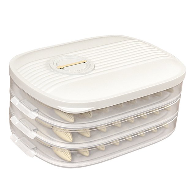 Caja De Almacenamiento De Bola De Masa Congelada, Caja De Almacenamiento De Bola De Masa Blanca Apilable De 3 Capas Para Wonton