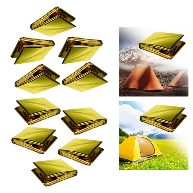 2x 5x manta de emergencia plegable reflectante a prueba tienda de refugio impermeable manta térmica saco de dormir para senderismo al aire Cola Manta a prueba de viento
