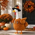 thumbnail image 4 of 23 Inch Thanksgiving Turkey Porch Goose Outfit Set, Fall Goose Costume with Dinnerware and Utensils for Porch Statue, Seasonal Decoration for Yard and Patio, 4 of 7