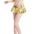 thumbnail image 2 of Women's High Waist Solid Role Play Pleated Mini Skirt Ruffle Lingerie Super Short Skirts Shiny Flared A-Line Skirt Wyongtao Clearance Under $10.00, 2 of 7