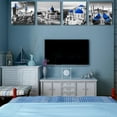 thumbnail image 4 of Italy Wall Art Mediterranean Pictures Wall Decor for Bathroom Navy Blue Santorini Greek Island Canvas Prints Black and White European Beach Paintings Greece Poster Artwork Home Decorations 12x12 4Pcs, 4 of 6