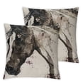 thumbnail image 2 of Acheng Throw Pillow Covers Set of 2 Black Ink Painting Hand Style Vintage Horse Animals Theme Decorative Pillow Cases Cushion Cover Decor Home Couch White, 2 of 6