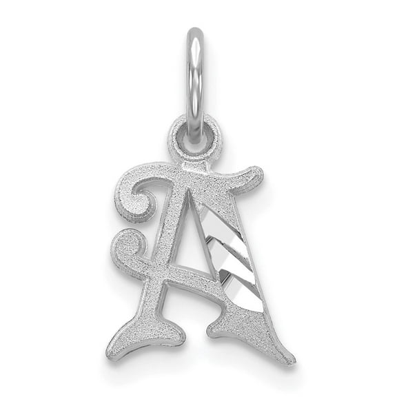 Finest Gold 10K White Gold Diamond-cut Initial A Charm
