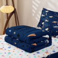 thumbnail image 6 of Manfei Cartoon Rocket Planets Zipper Twin Comforter Sets with Fitted Sheet and 2 Pillowcases,Celestial Space Stars Zipper Bedding Set,Blue,Colorful Stars Reversible,4pcs, 6 of 8
