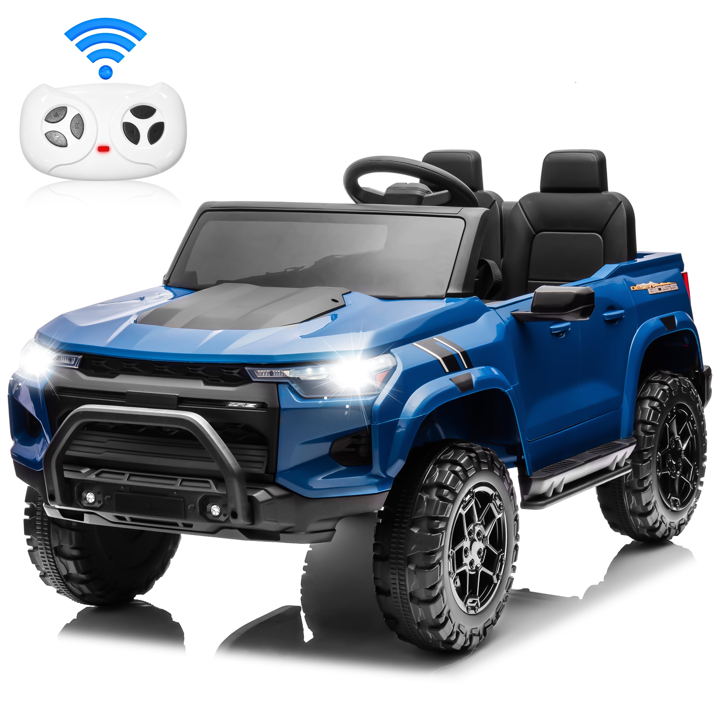Joyracer 24V Ride on Toys with 2 Seaters, 400W Motor Electric Power Ride on Truck Car with Remote Control for Big Kids, LED Lights, 3 Speeds, Storage, Bluetooth Music, White