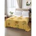 thumbnail image 3 of Twin Size Flat Sheet Only, Sunflower Soft Brushed Microfiber Bed Sheets, Watercolor Yellow Flower Gradient Plant Hotel Quality Breathable Bedding Top Sheet, Easy Care, 66"x96", 3 of 9