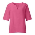 thumbnail image 4 of CHOK Tunique Décontractée d'Été pour Femmes T-Shirts en Coton Lin Manches 3/4 Col Rond Léger Basique, 4 of 5