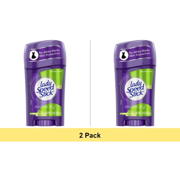 Lady Speed Stick Antiperspirant Deodorant for Women, Powder Fresh Scent, 1.4 oz Stick - 2 Pack