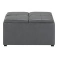 thumbnail image 1 of SIMPLIHOME Avalon Table Basse Carrée de 35 Pouces de Large avec Dessus Relevable et Rangement, Pouf Repose-Pieds de Cocktail en Similicuir Gris Pierre Rembourré pour le Salon, Contemporain, 1 of 8