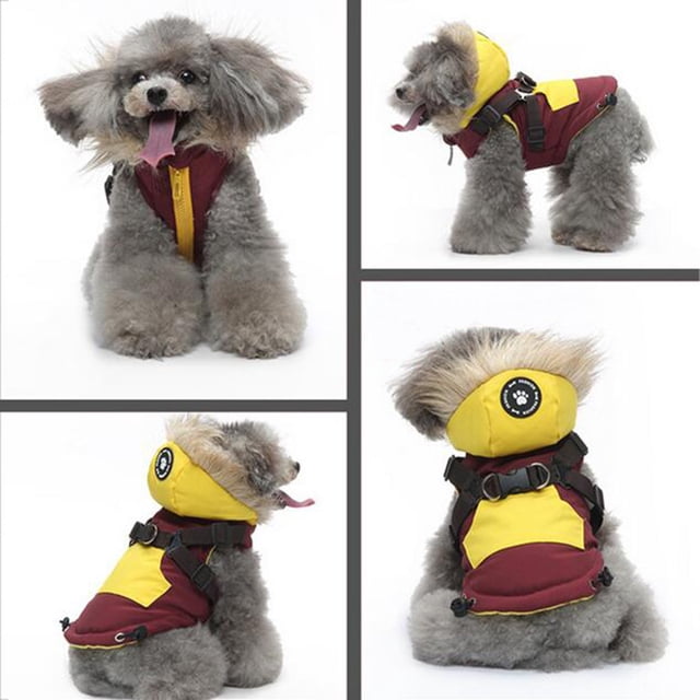 SIfdSeng Small Dog Harness Winter Cotton Padded Dog Clothes Chest Back Zipper Jacket Pet Clothes Chest Back Traction Set Dog Clothes for Large Dogs Cute Cat Clothes Small