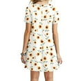 thumbnail image 2 of Sentmoon Loose Fit Womens Dresses Short Sleeve Crew Neck Dresses for Women Casual Fashion Print Mini Dresses,Fit & Flare Comfy A-line Dresses Yellow XXL Clearance Sales Today Deals Prime, 2 of 5