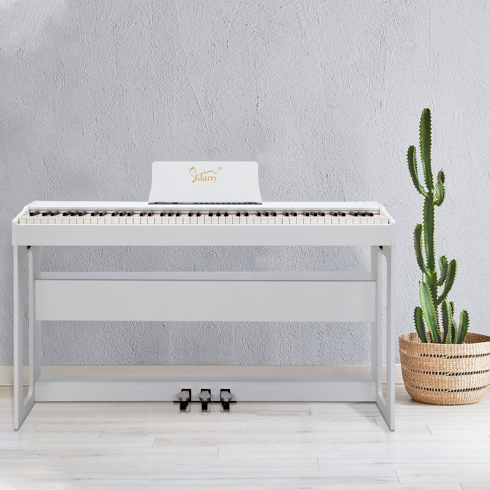 OverPatio 88 Keys Electric Digital Piano, Full Weighted Keyboards with Digital Music for All Experience Levels, White