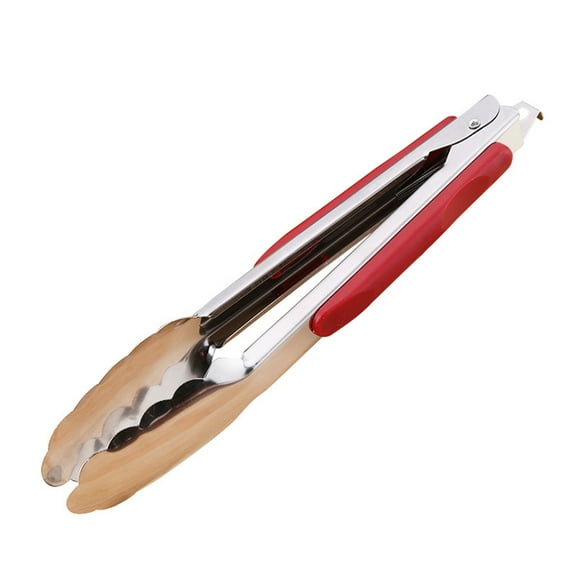 JoyMoreHome Stainless Steel Kitchen Cooking Tongs, 12" Sturdy Grilling Barbeque Brushed Locking Food Tongs with Ergonomic Grip