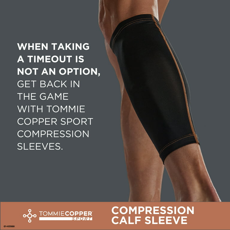 Tommie Copper Sport Compression Calf Sleeve, Black, Large/Extra-Large 
