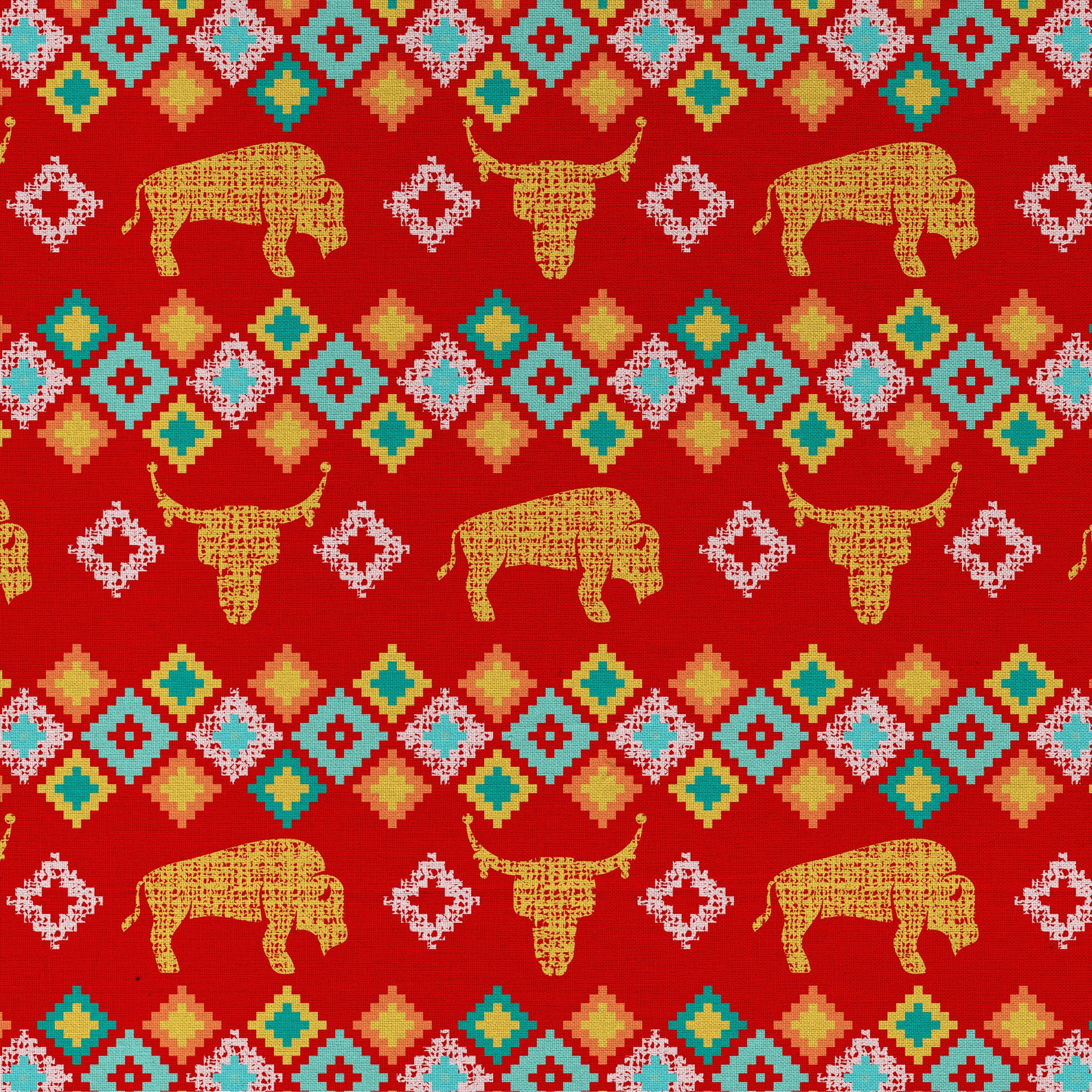 1 Yard 100% Cotton Buffalo Sunset, Multi-color, 44" Wide for Quilting & Sewing by David Textiles