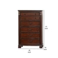 thumbnail image 5 of Benjara Miri 51 Inch 6 Drawer Tall Dresser Chest, Brass Carved, Cherry Oak Brown, 5 of 5